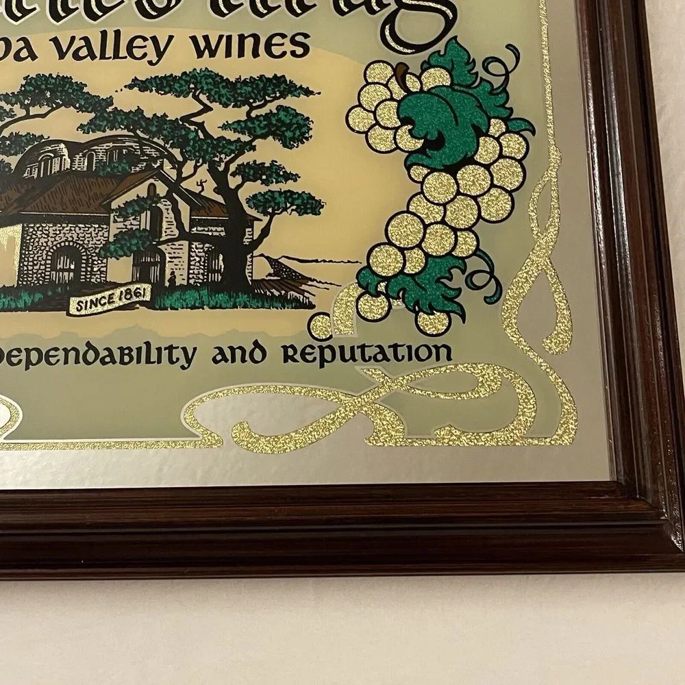 Charles Krug Napa Valley Wines‎ Art SignMirror Framed Rare